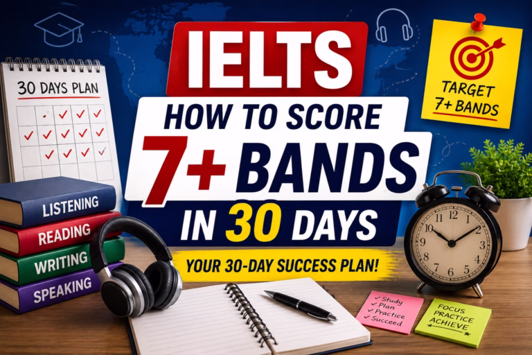 How to Score 7 Bands in IELTS in 30 Days: Complete Study Plan for 2026